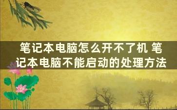 笔记本电脑怎么开不了机 笔记本电脑不能启动的处理方法